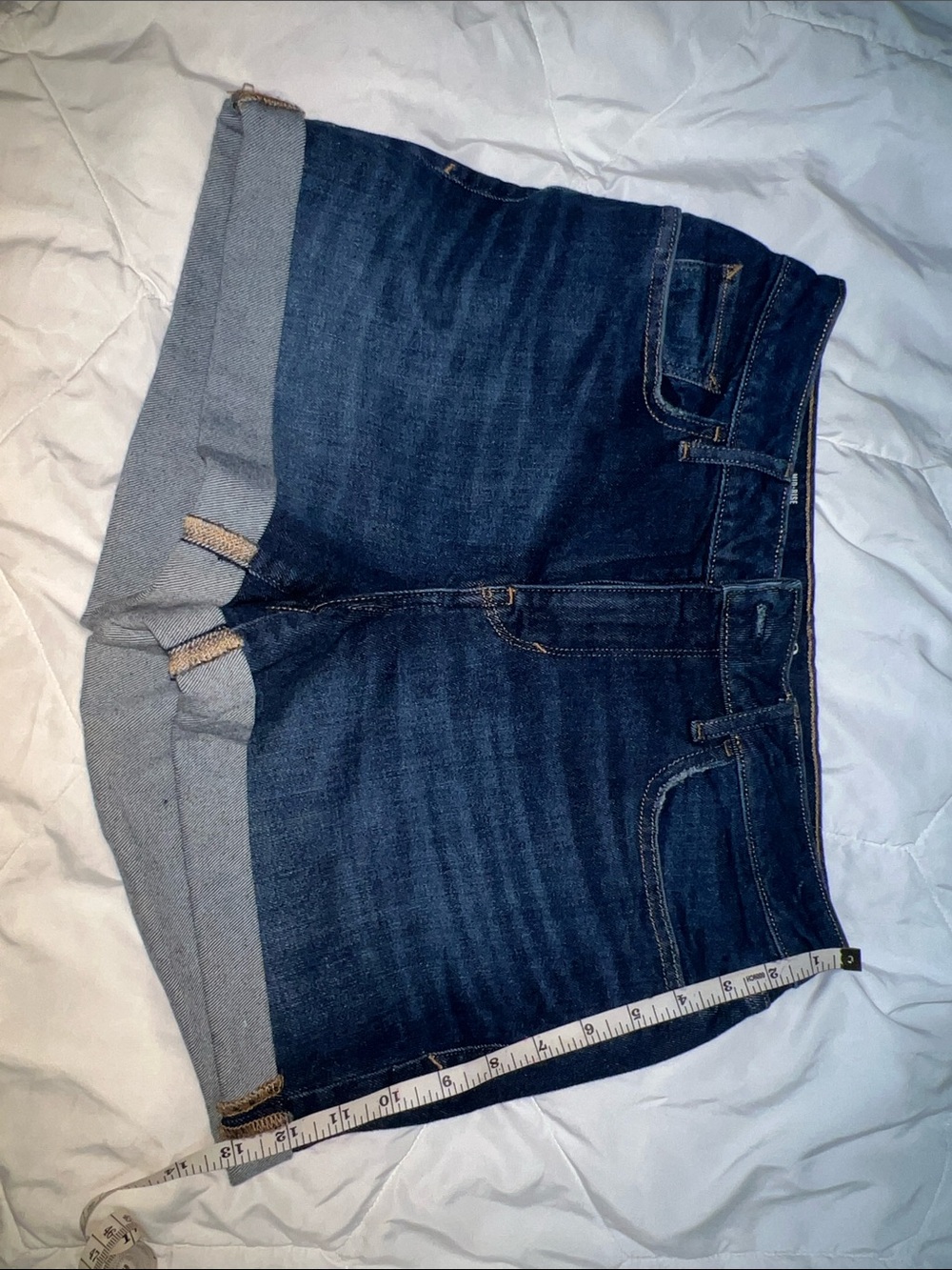 a.n.a Dark Blue Denim Cuffed Jean Shorts